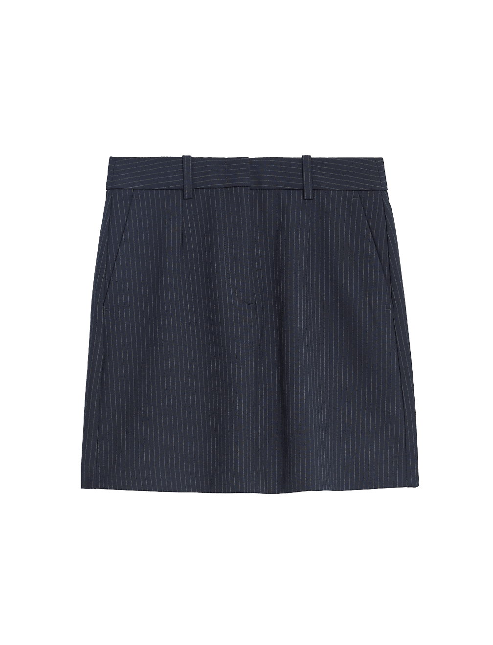 Pinstriped Mini A-Line Tailored Skirt