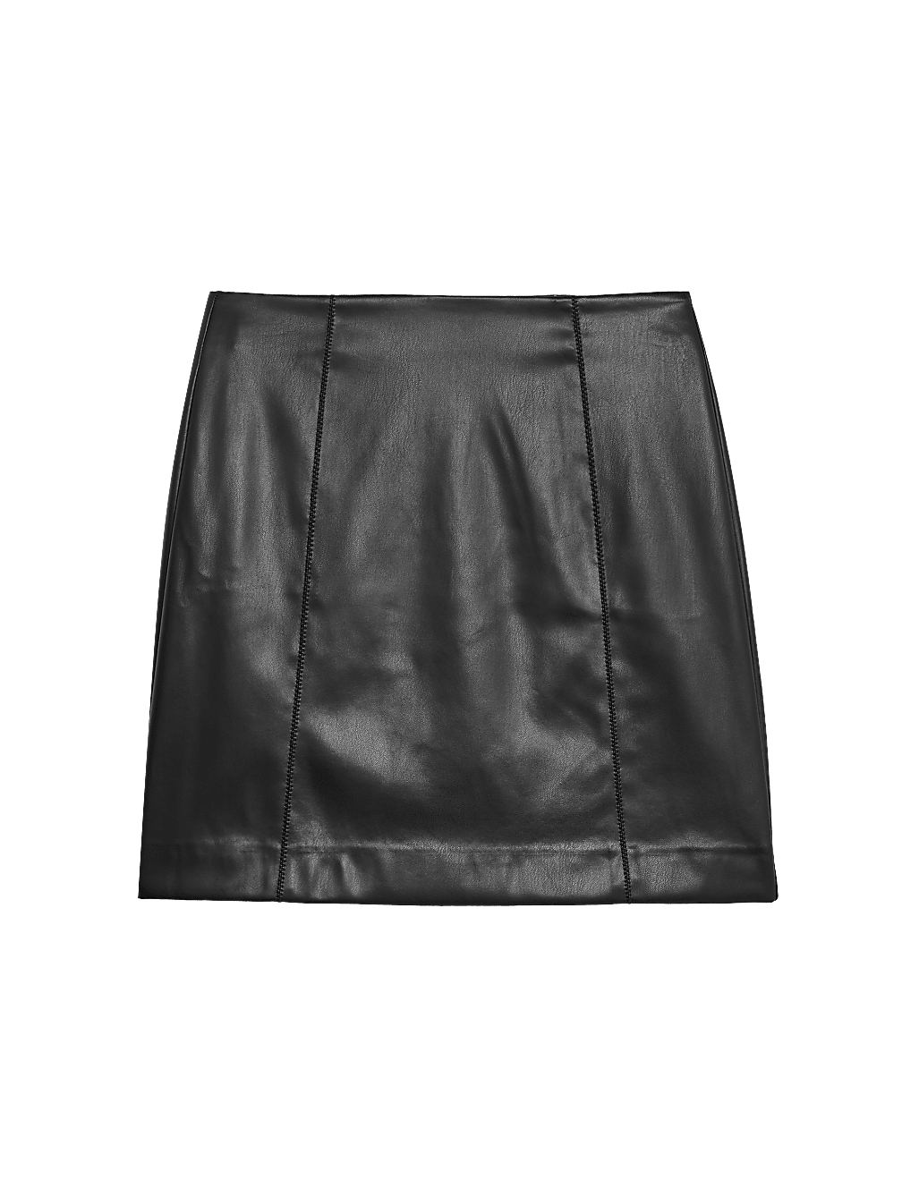 Leather Look Seam Detail Mini A-Line Skirt