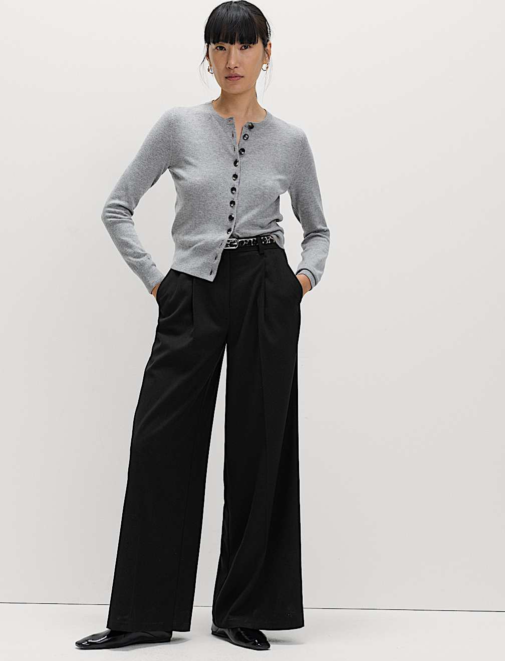 Single Pleat Wide Leg Trousers