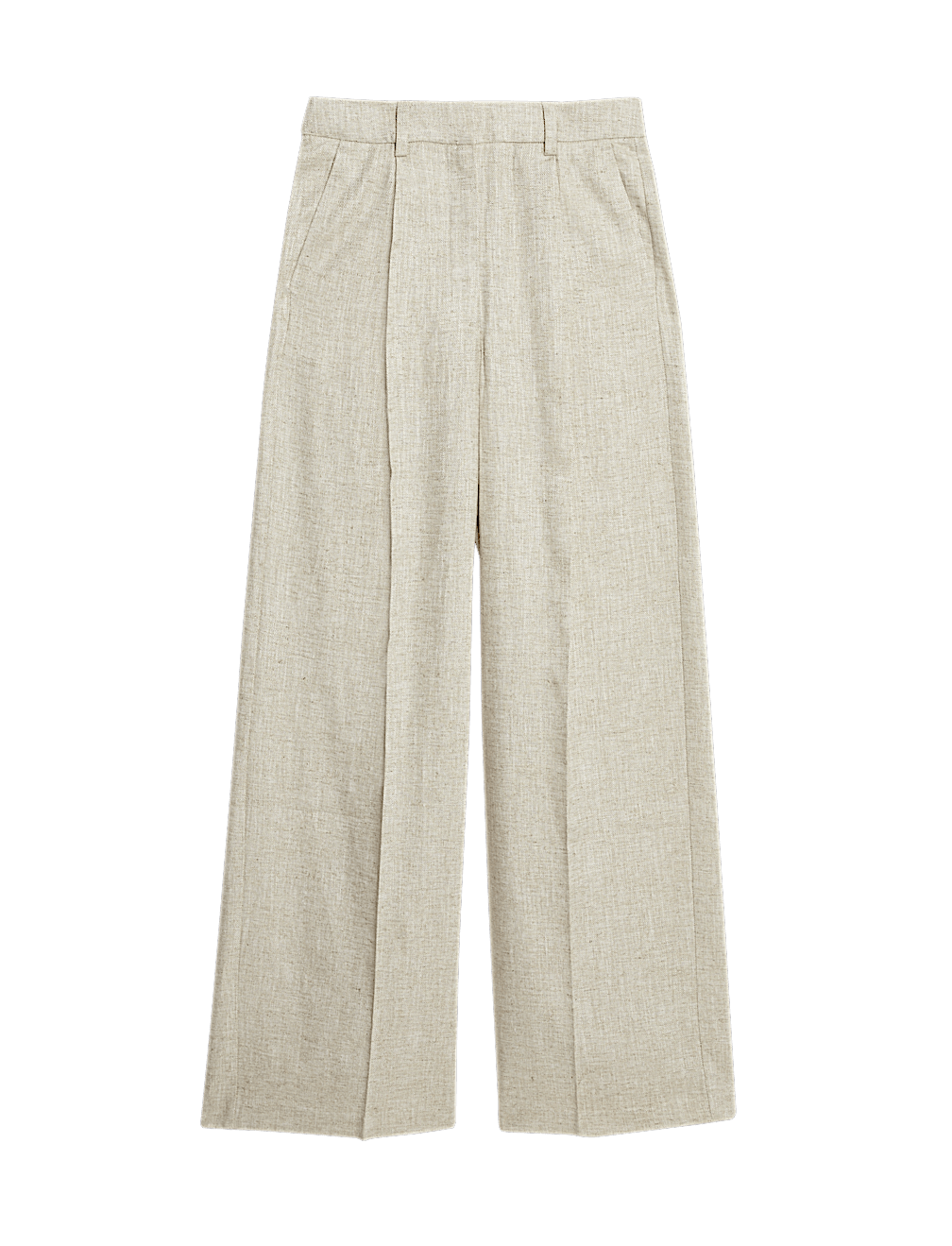 Linen Blend Wide Leg Trousers