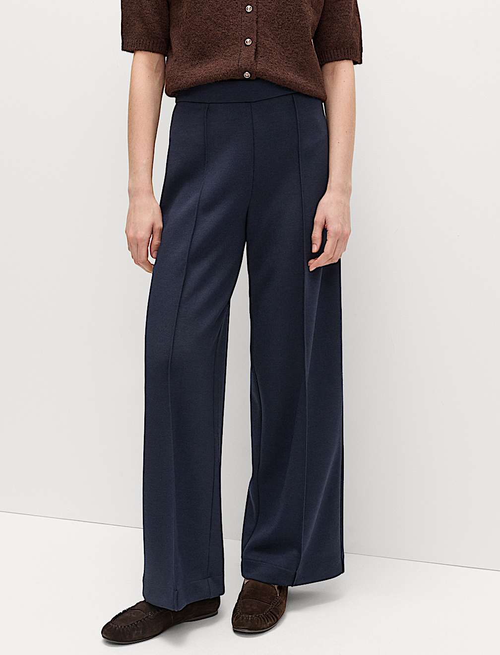 Jersey Elasticated Waist Wide Leg Trousers