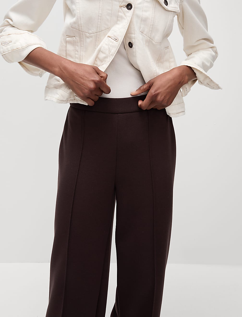 Jersey Elasticated Waist Wide Leg Trousers