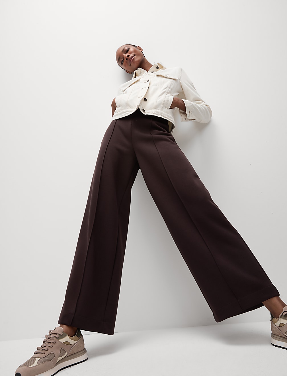 Jersey Elasticated Waist Wide Leg Trousers