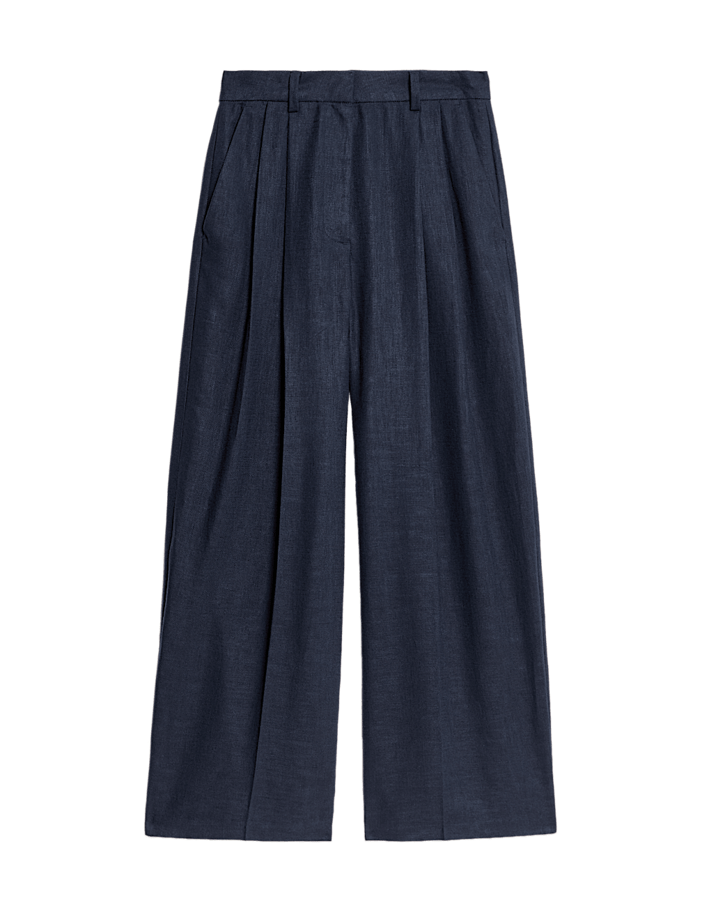 Linen Rich Twill Wide Leg Trousers