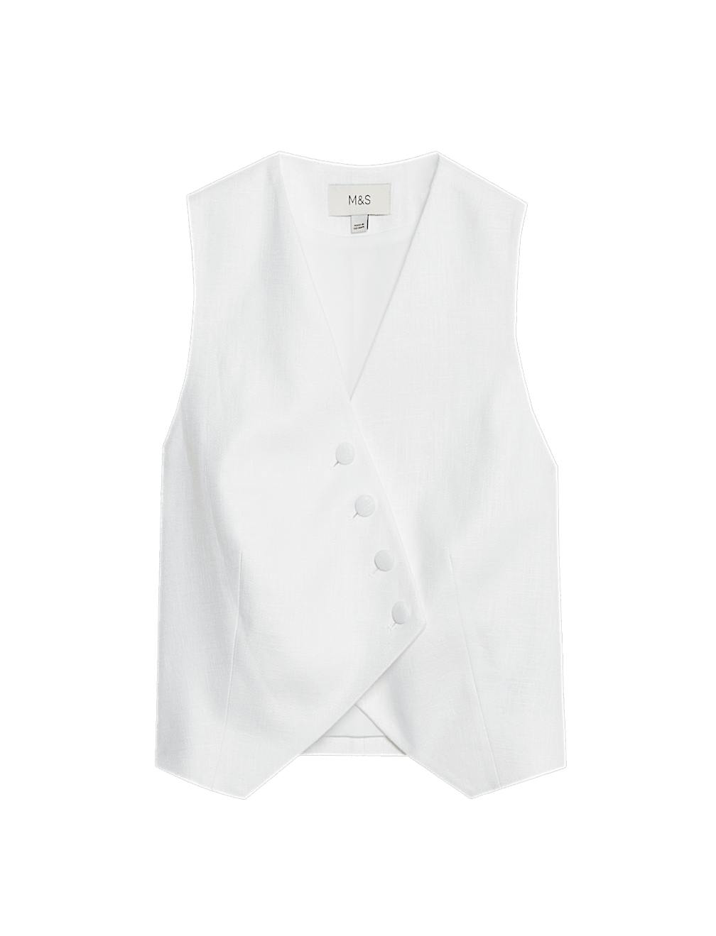 Linen Rich Twill Textured Asymmetric Waistcoat