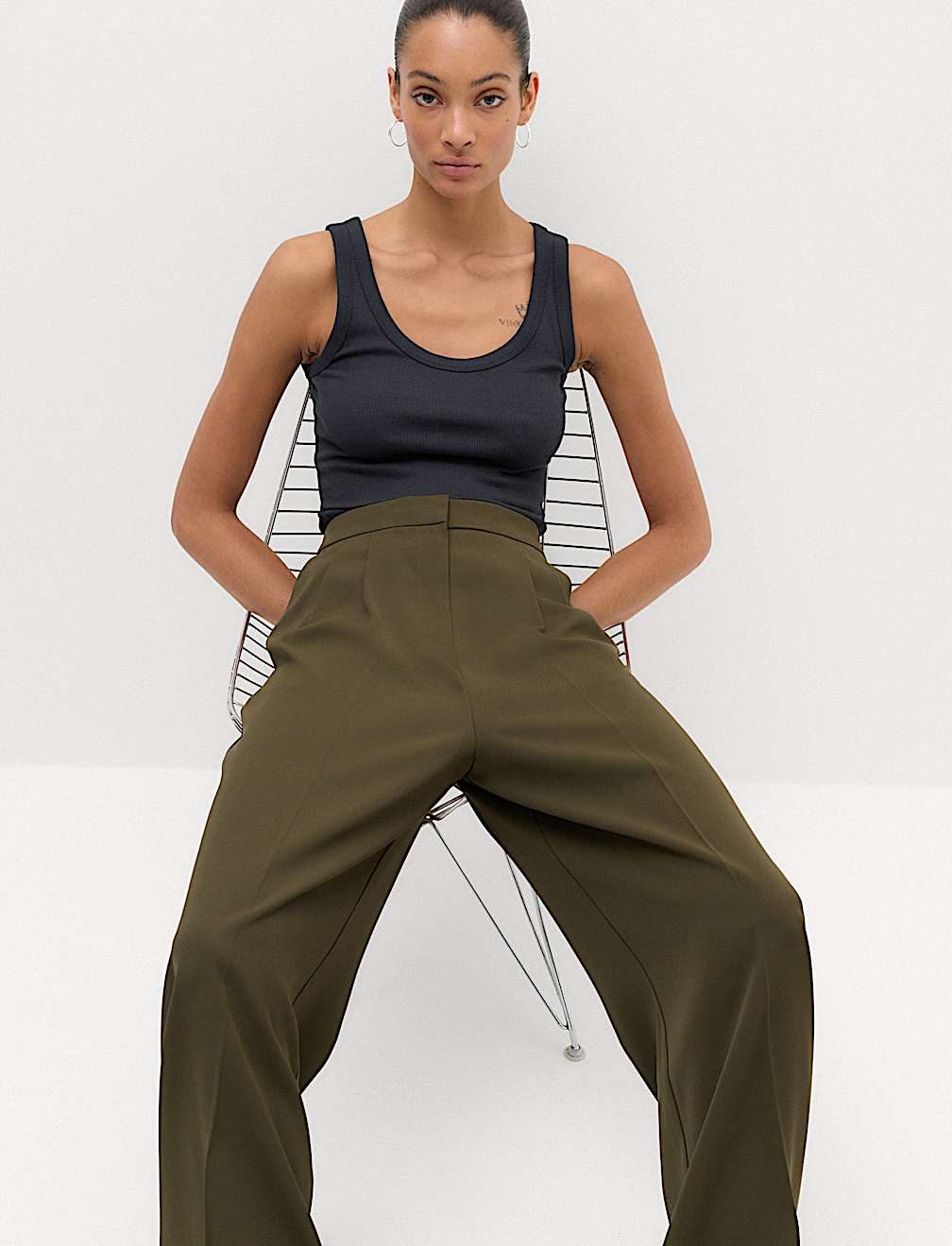 Pleated Wide Leg Trousers