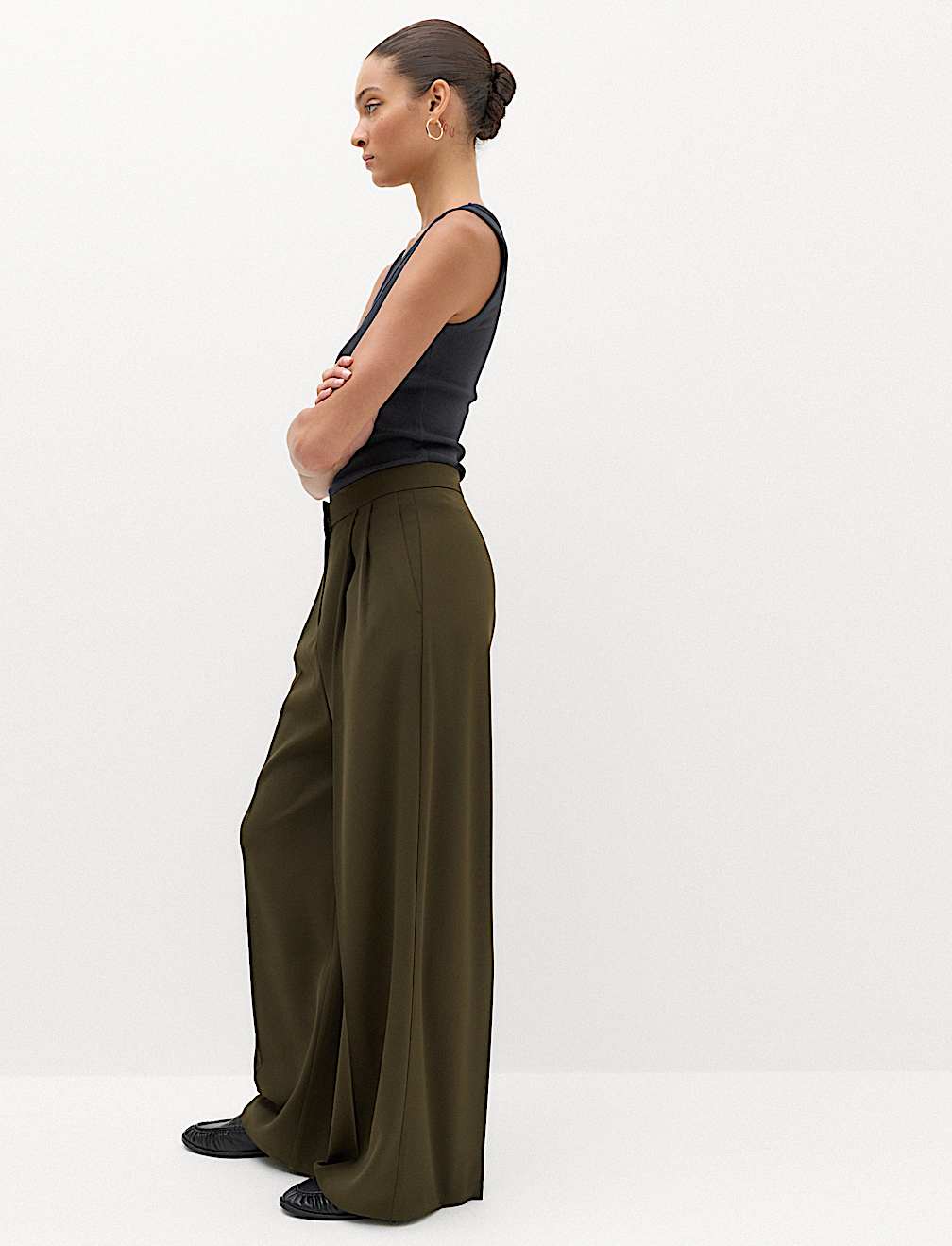 Pleated Wide Leg Trousers