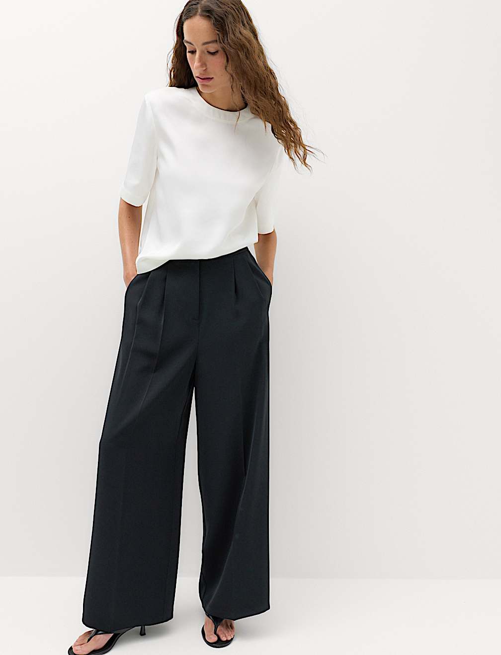 Pleated Wide Leg Trousers