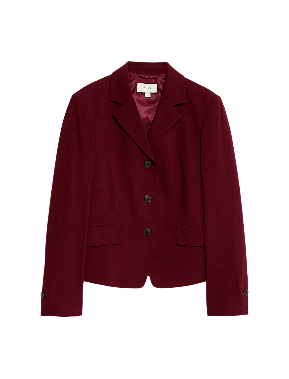 Wool Look Tailored Revere Cropped Blazer