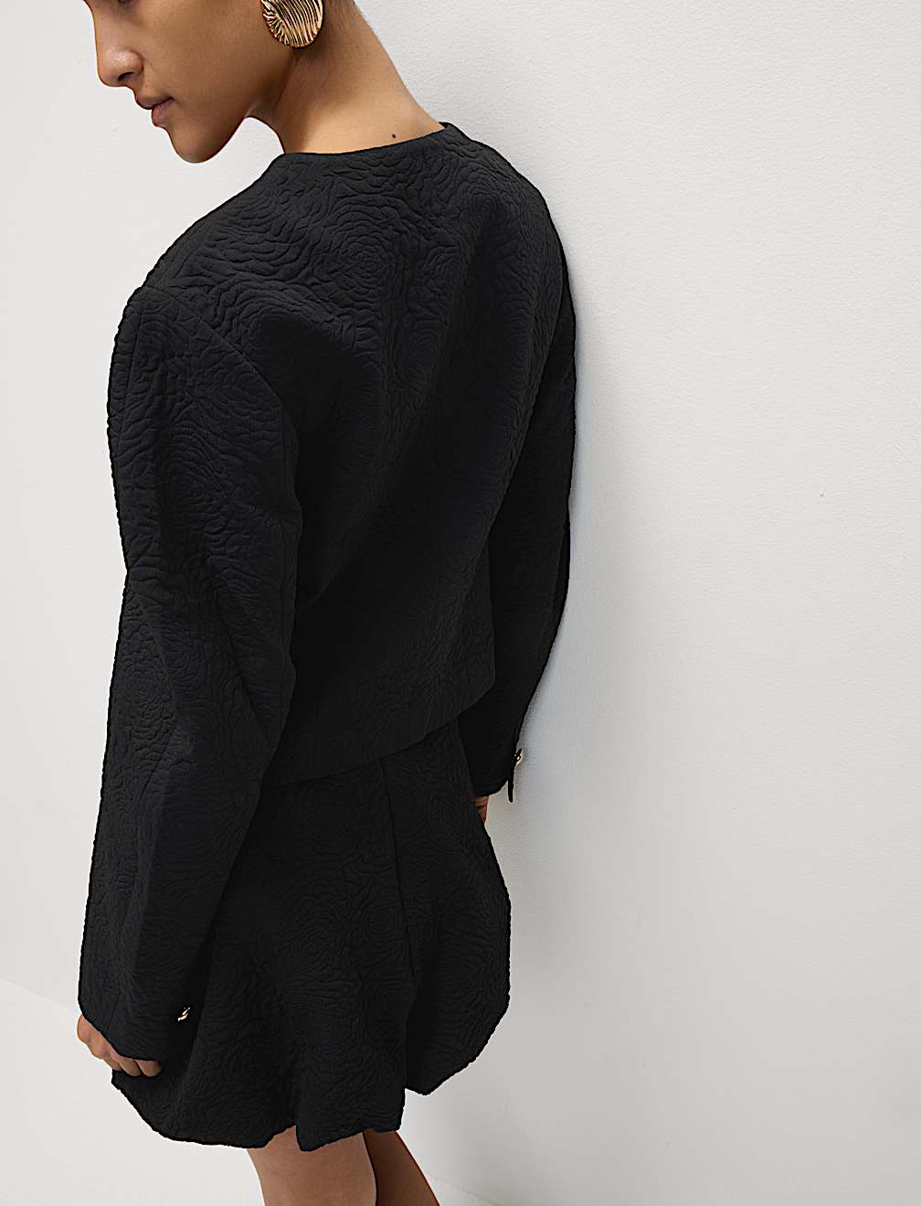 Jacquard Collarless Jacket