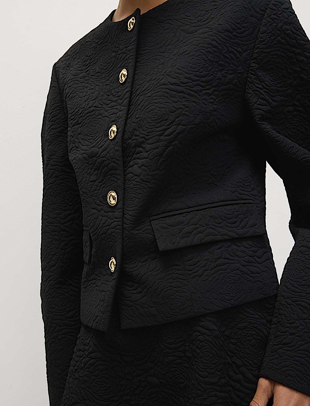 Jacquard Collarless Jacket