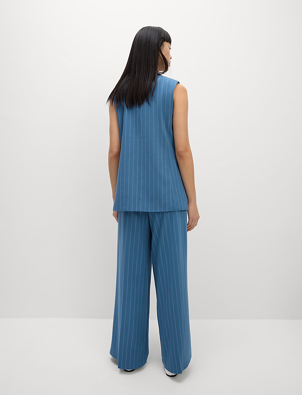 Tailored Striped Longline Waistcoat
