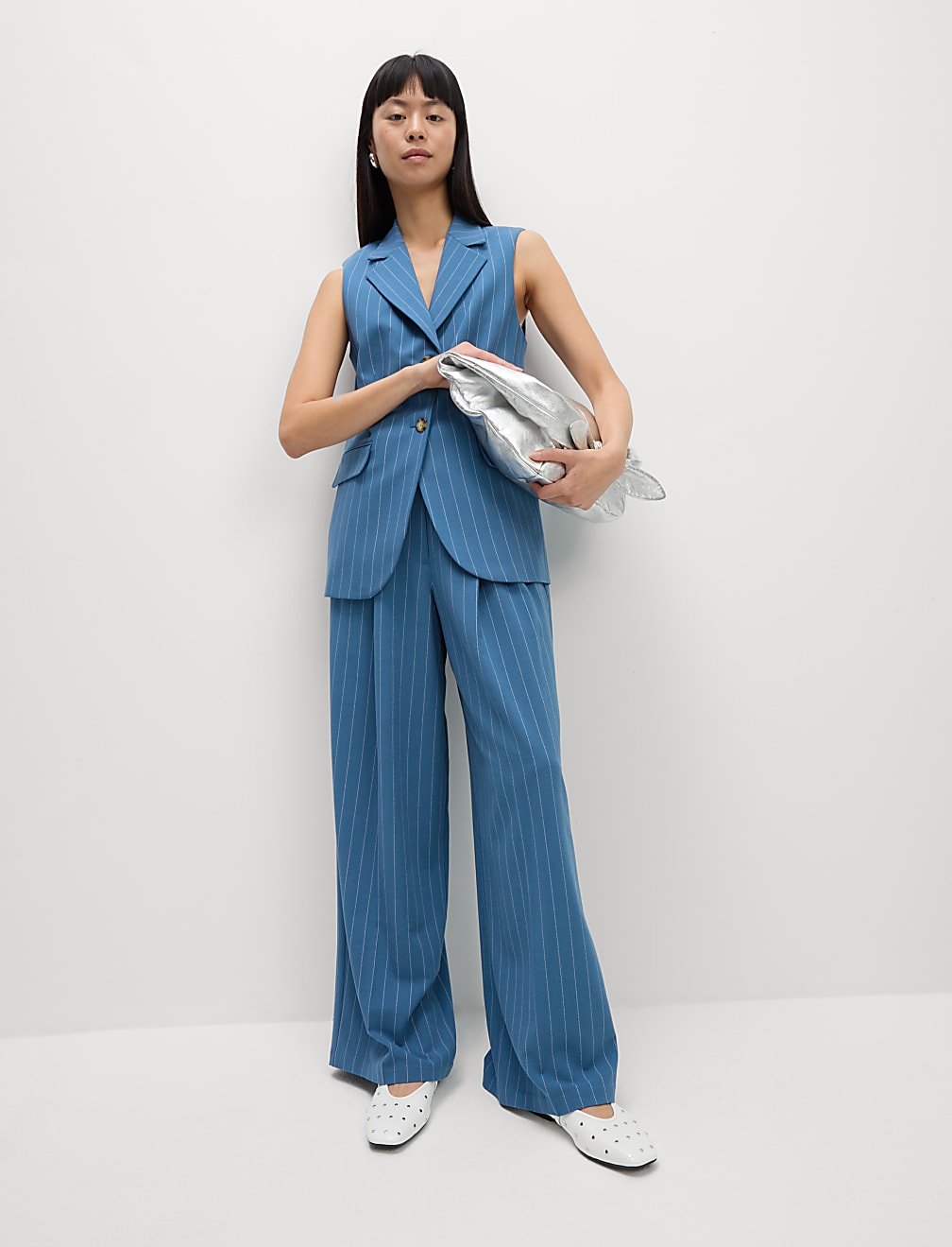 Tailored Striped Longline Waistcoat