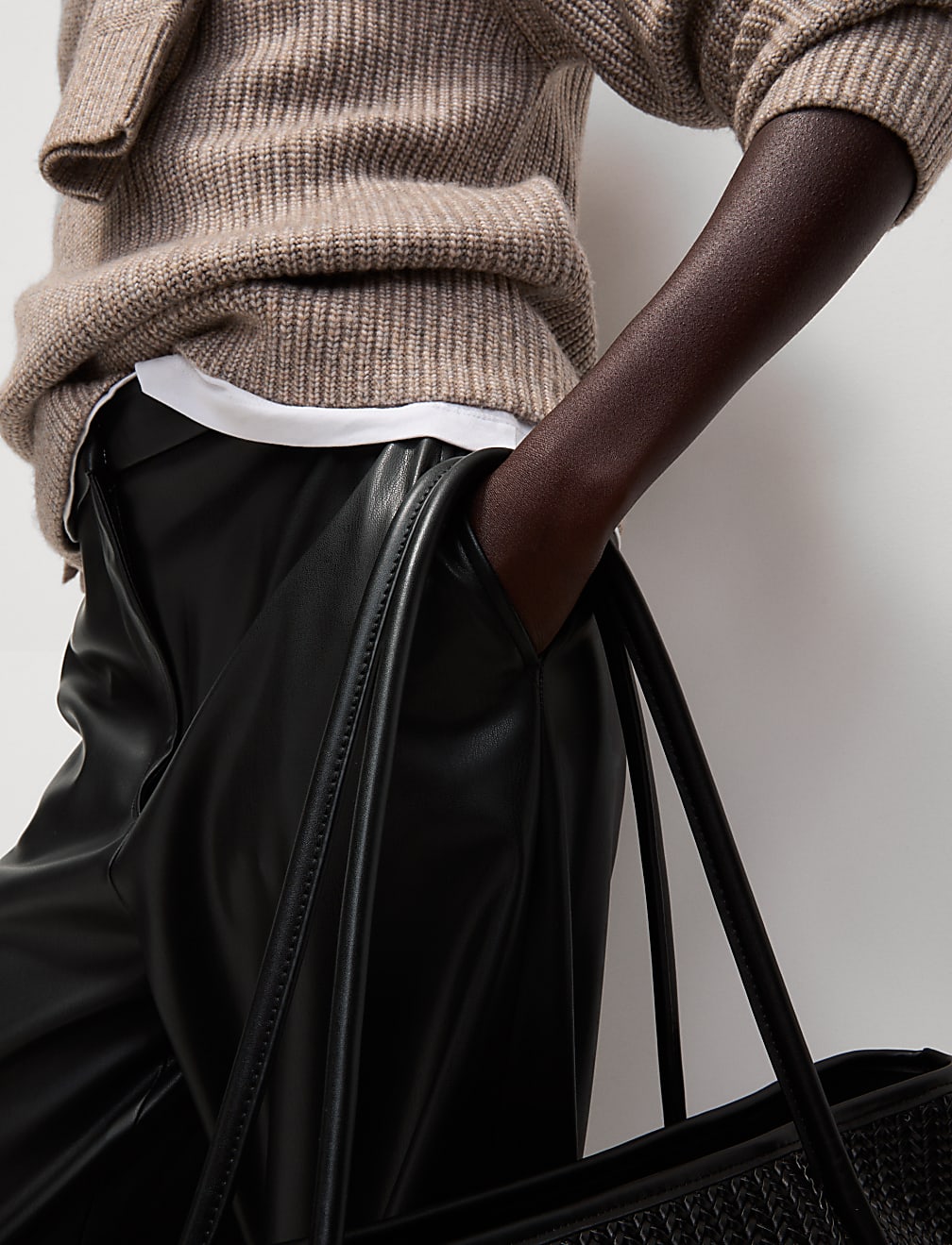 Leather Look Straight Leg Trousers