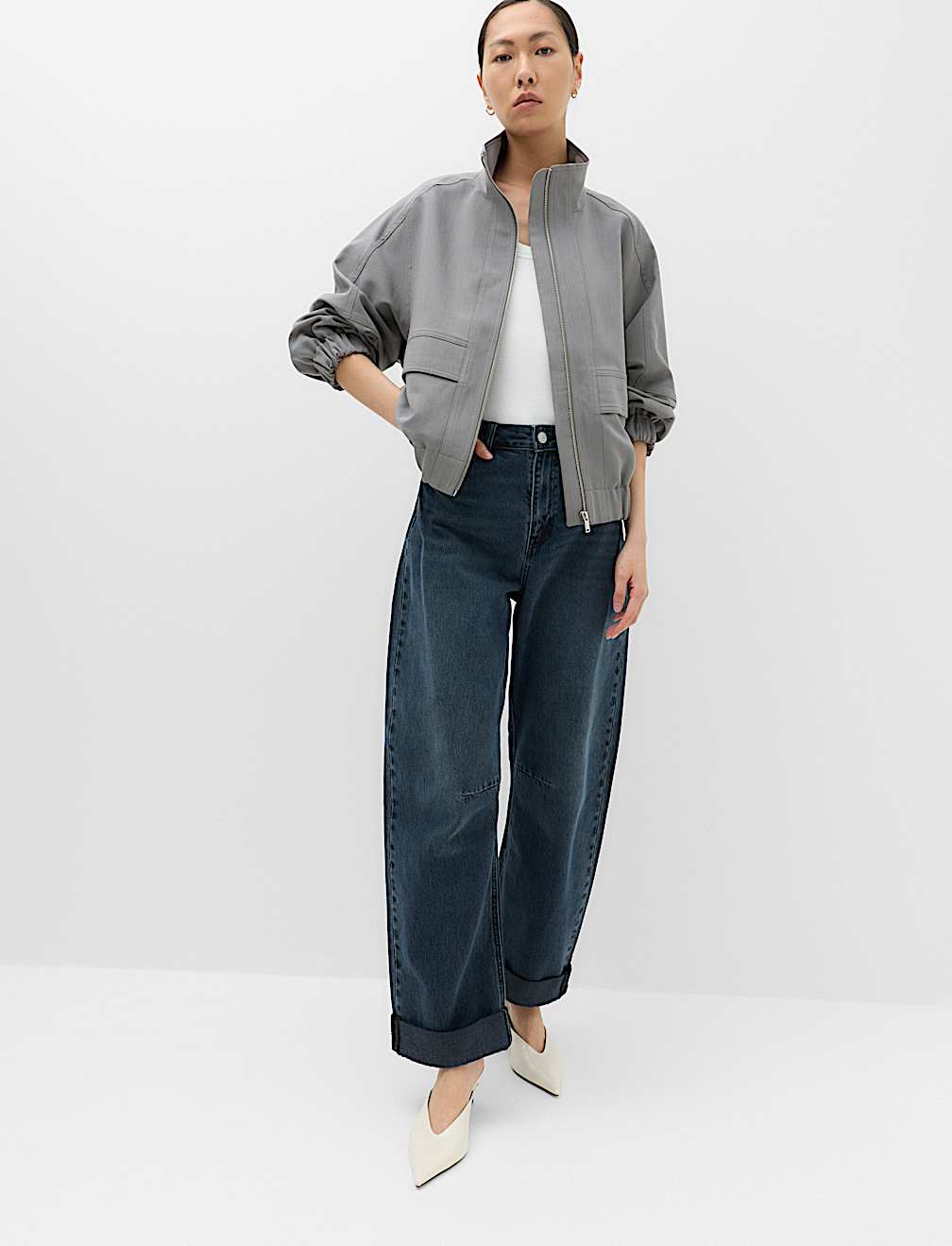 Funnel Neck Tailored Jacket