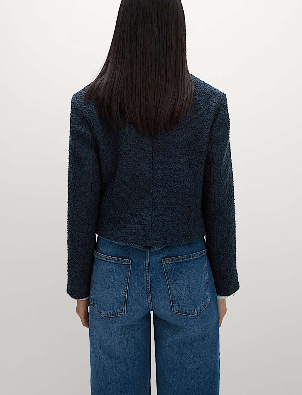 V Neck Fringe Tweed Jacket