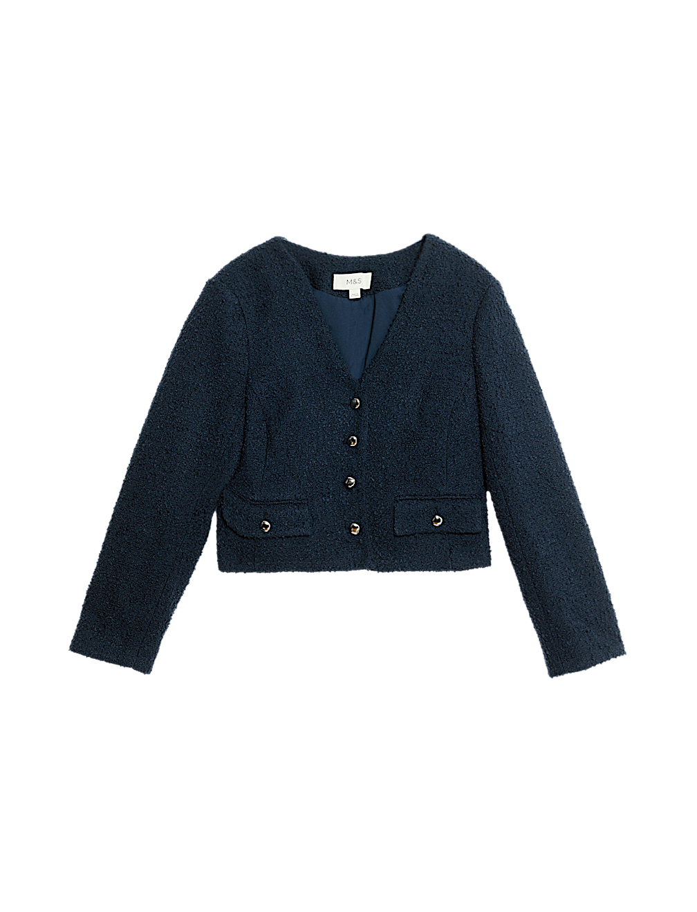 V Neck Fringe Tweed Jacket