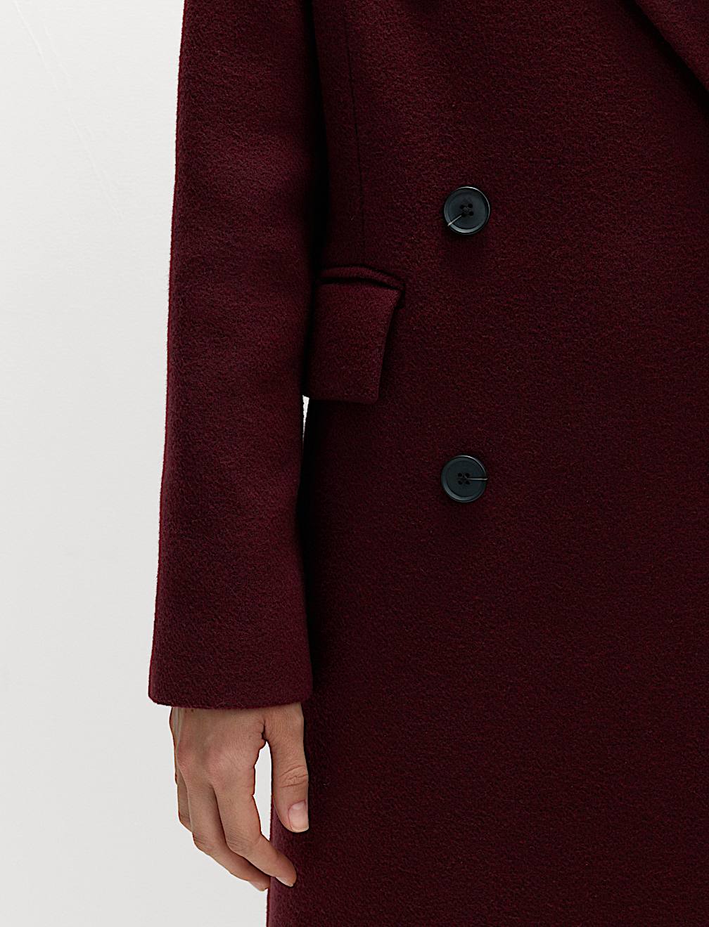 Double Breasted Longline Coat With Wool