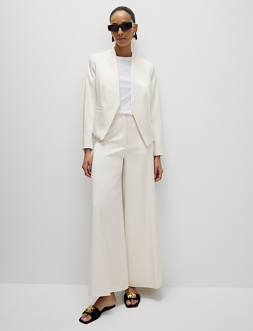 Satin Collarless Blazer