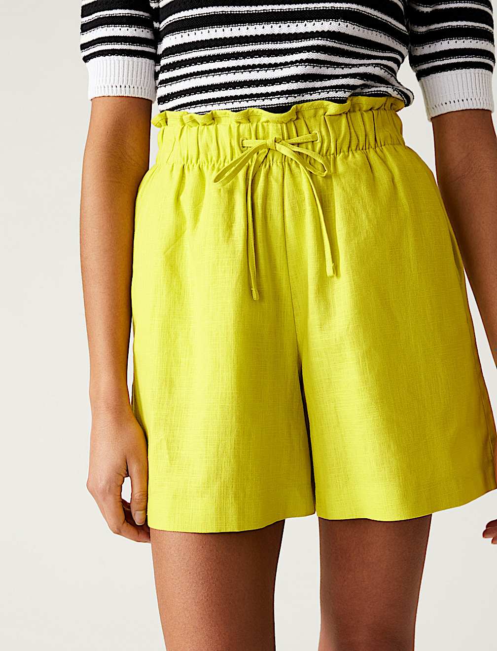Linen Blend High Waisted Shorts