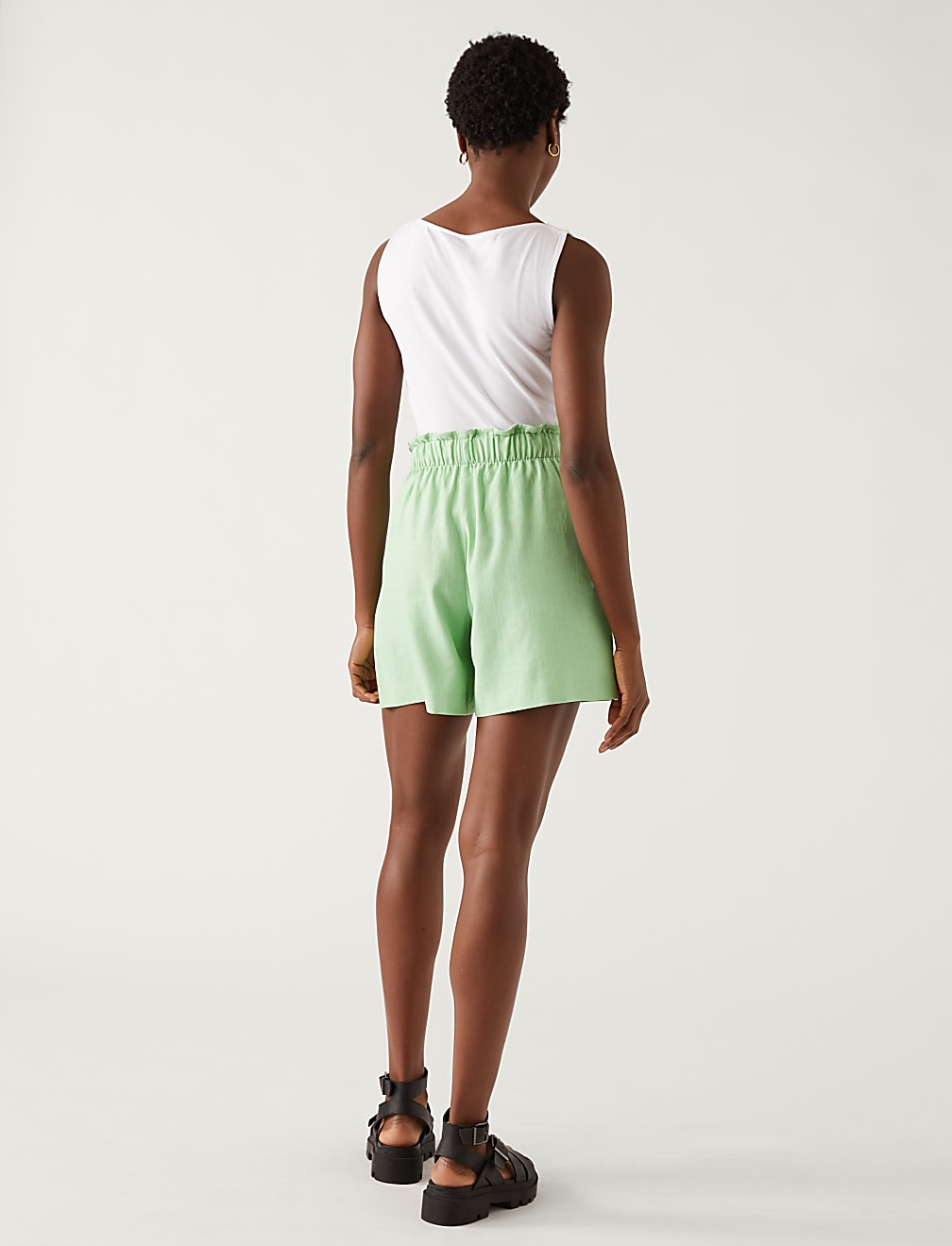 Linen Blend High Waisted Shorts