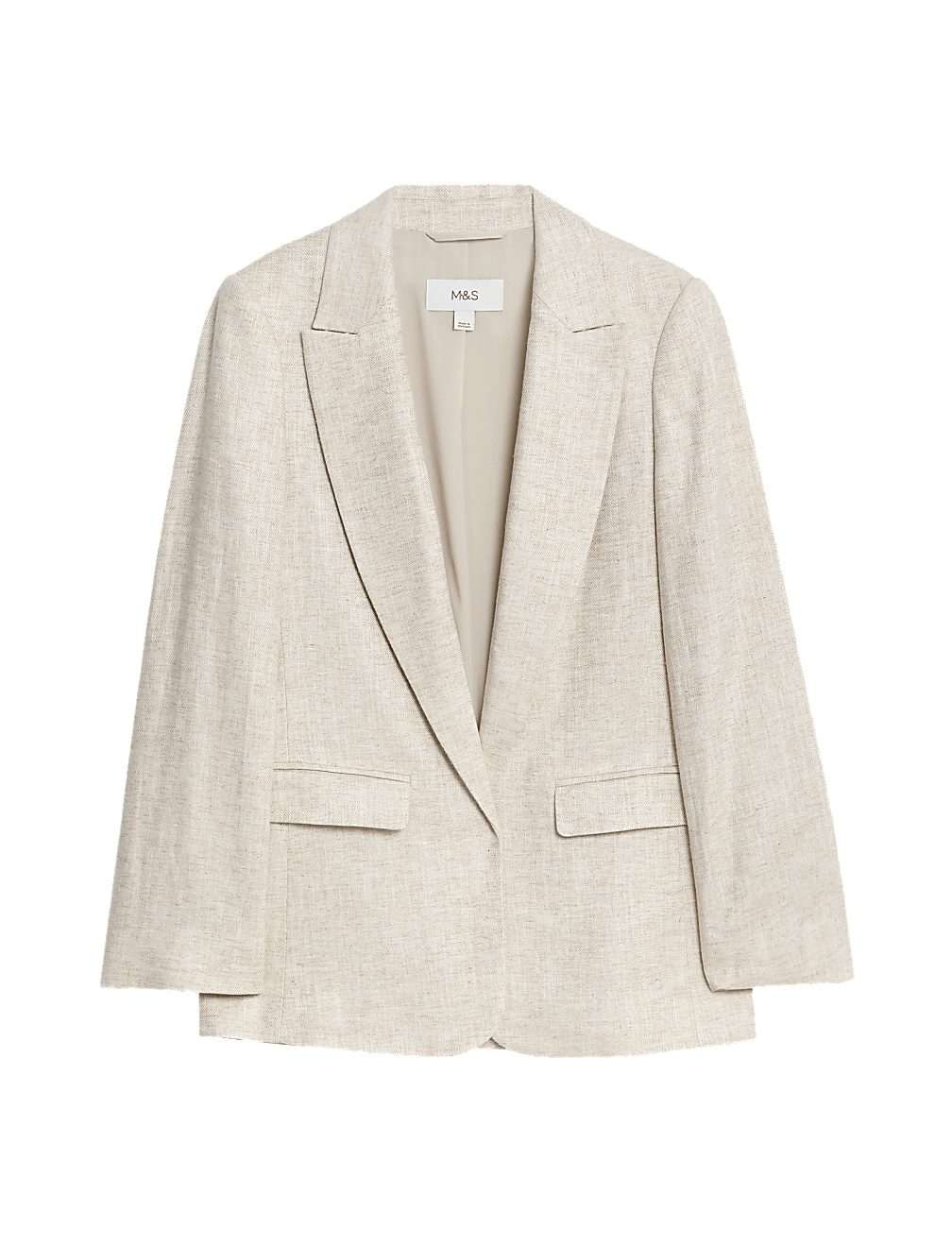 Linen Blend Relaxed Single Breasted Blazer