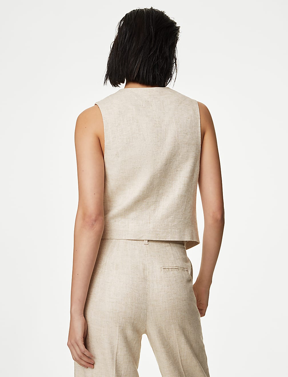 Linen Blend Tailored Waistcoat