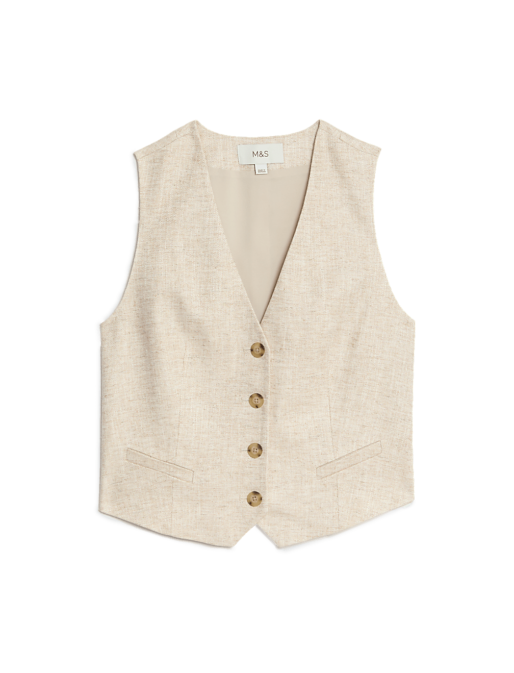 Linen Blend Tailored Waistcoat