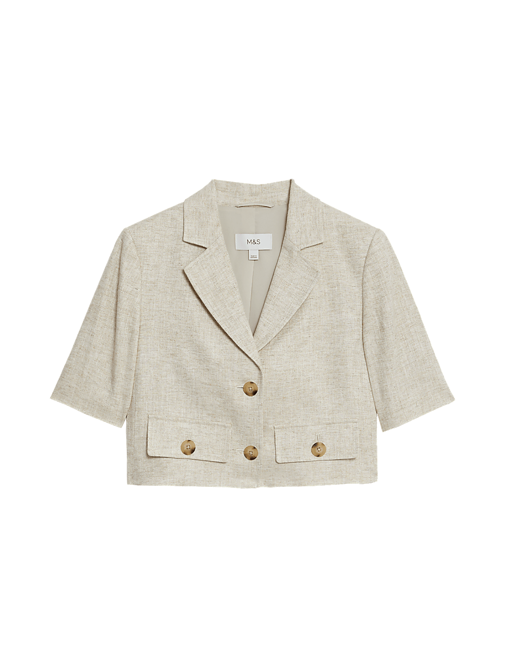 Buy Linen Blend Short Sleeve Cropped Blazer at Marks & Spencer