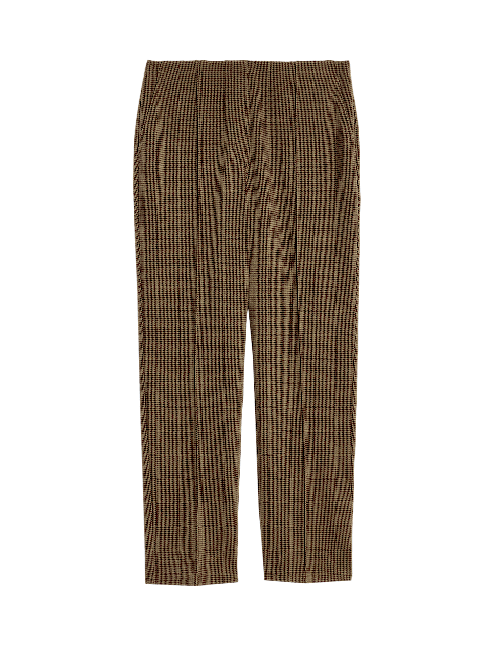 Jersey Twill Checked Straight Leg Trousers