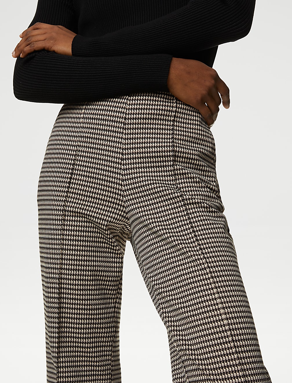 Twill Jersey Houndstooth Pintuck Trousers