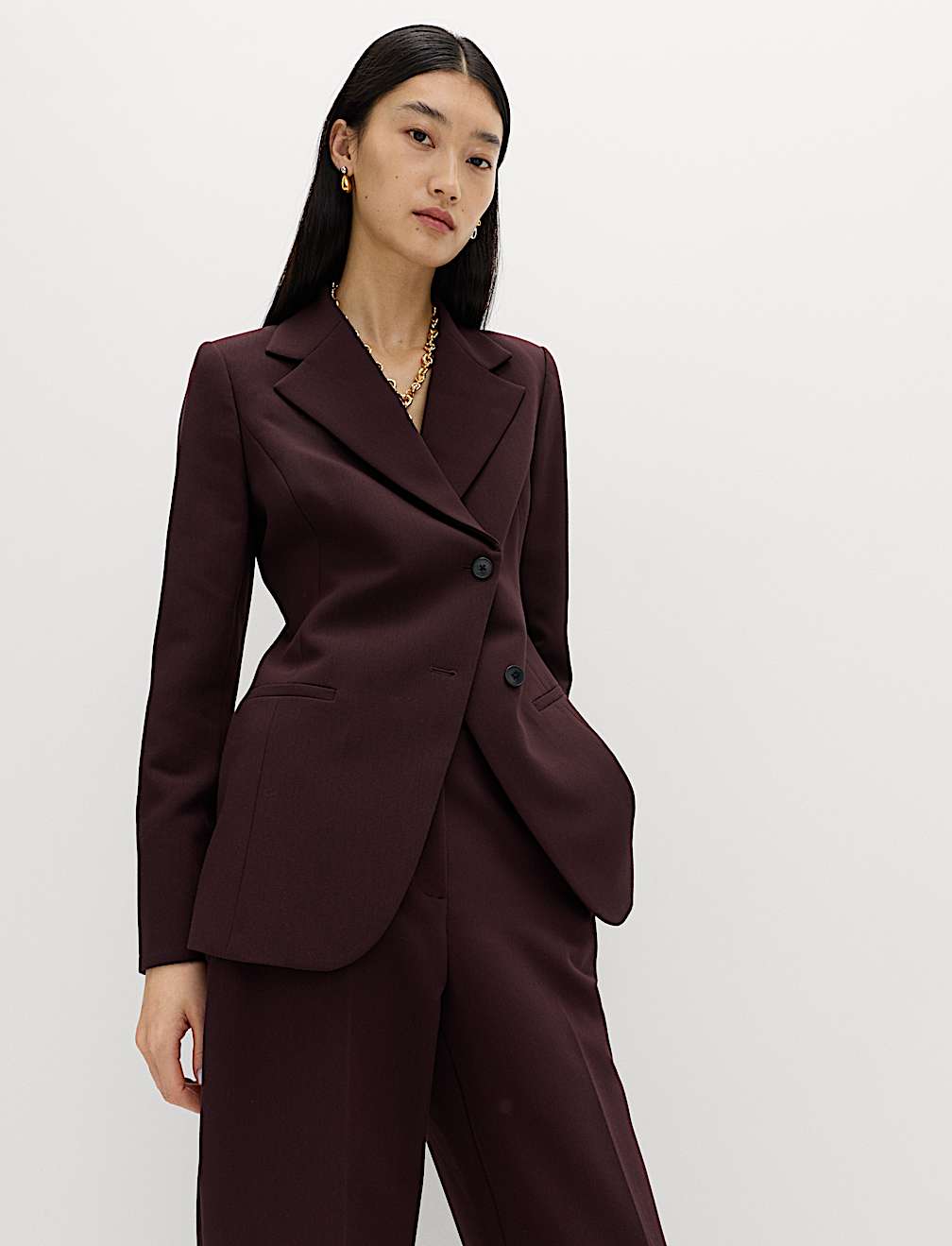 Tailored Cinched Asymmetric Single Breasted Blazer