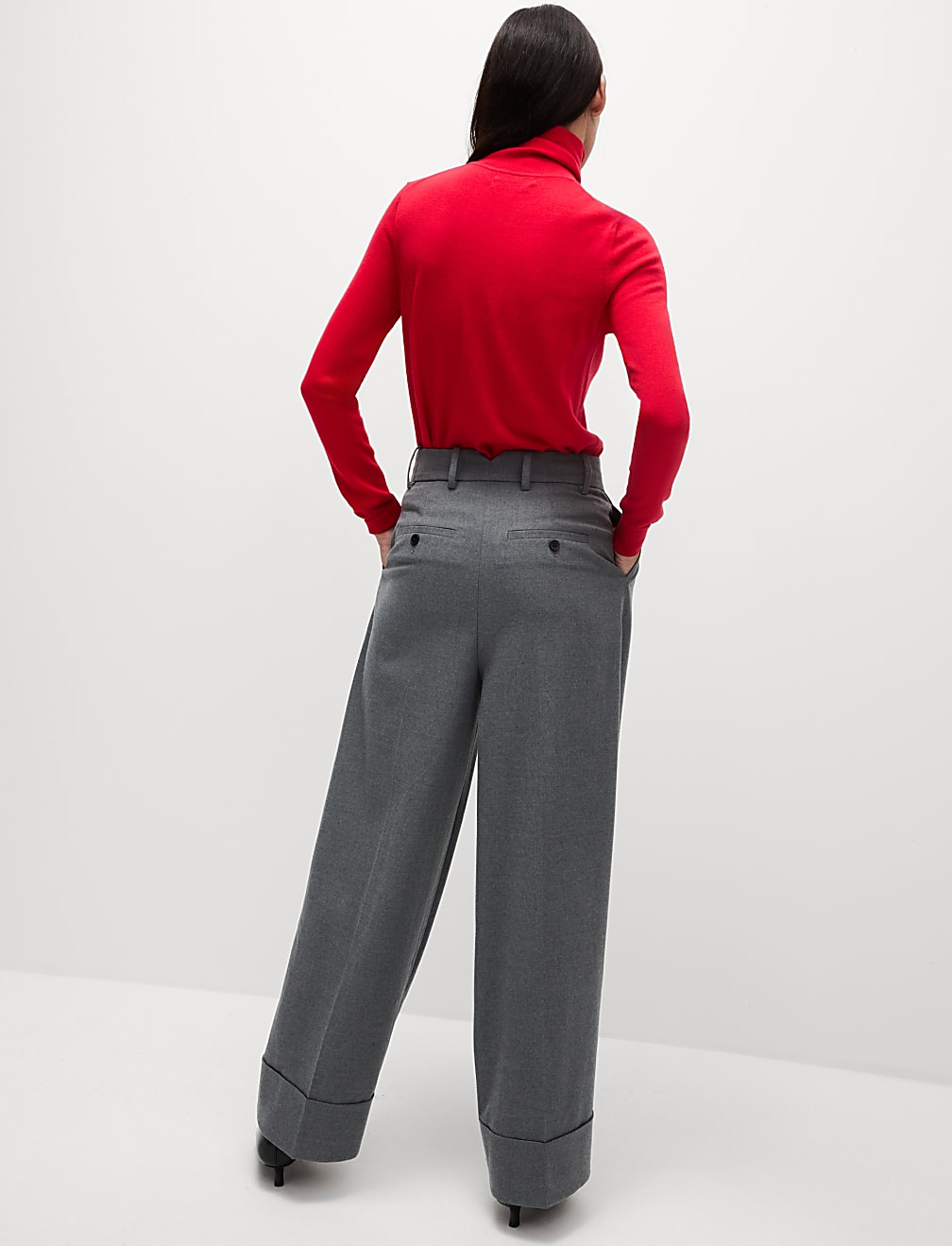 Flannel Wide Leg Trousers