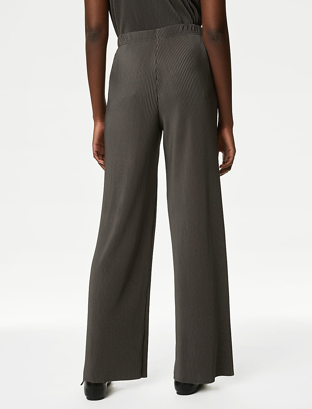 Plisse Wide Leg Trousers