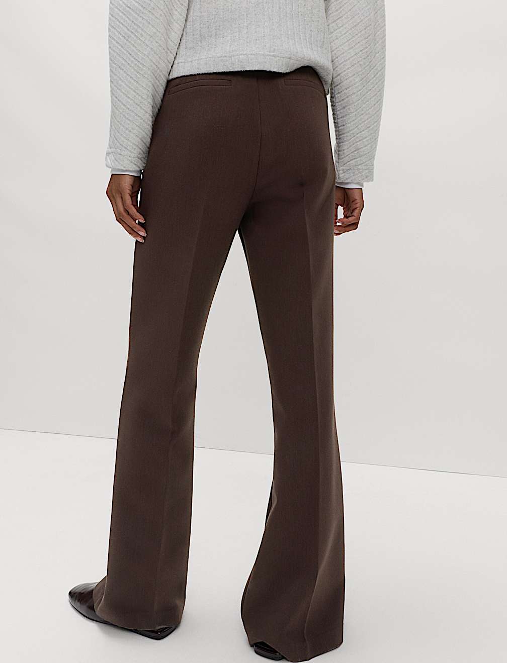 Slim Side Zip Flared Trousers