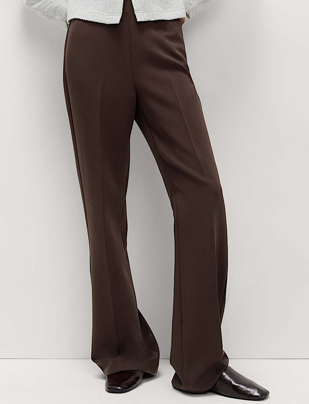 Slim Side Zip Flared Trousers