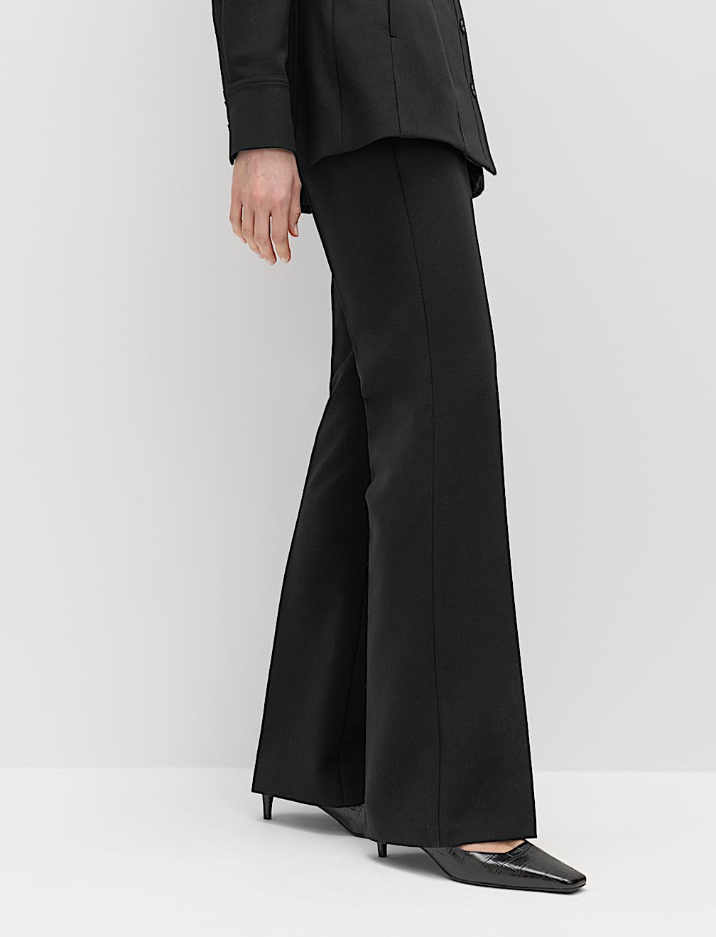 Slim Side Zip Flared Trousers
