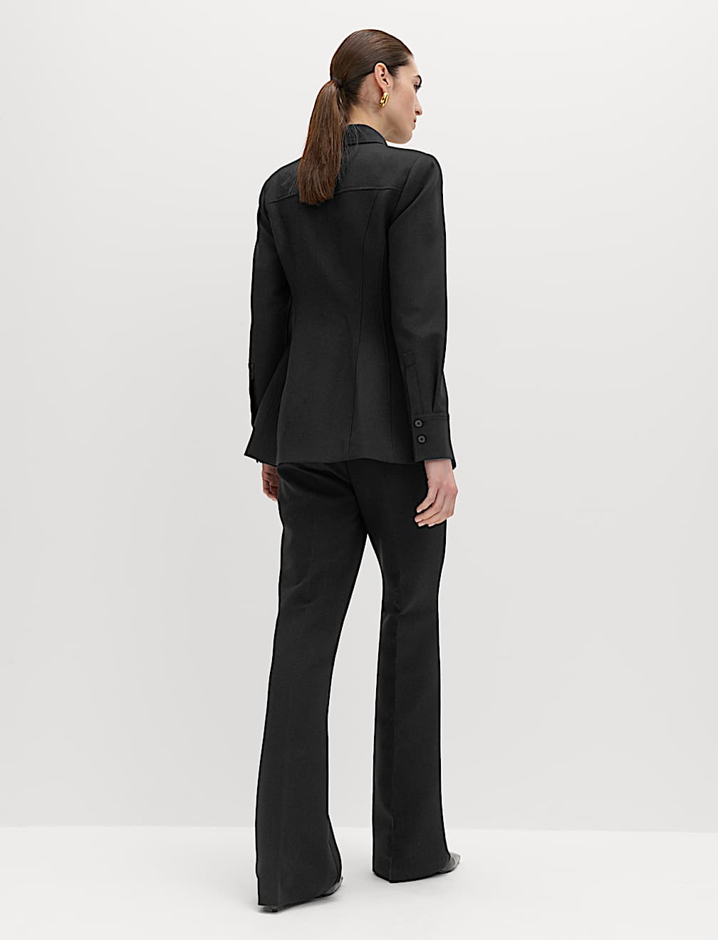 Slim Side Zip Flared Trousers