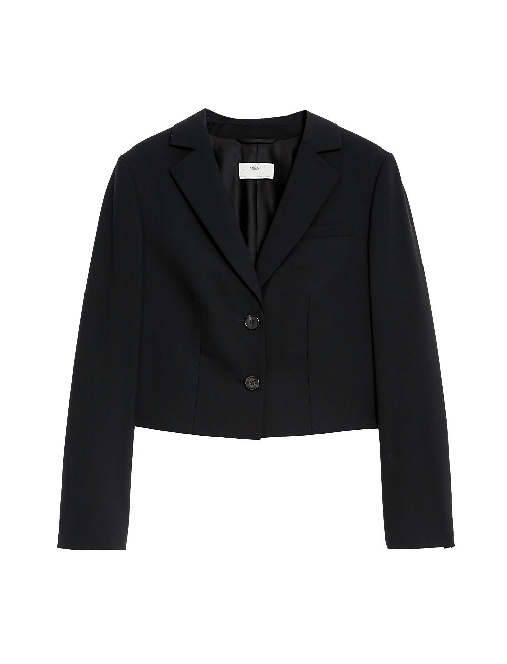 Wool Blend Tailored Cropped Blazer