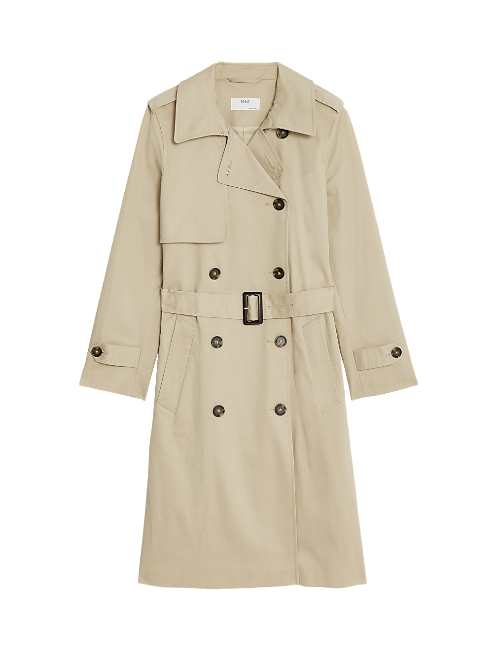 Petite Cotton Rich Double Breasted Trench Coat