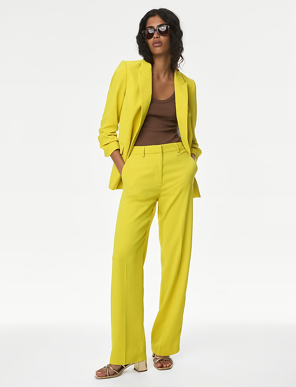 Crepe Tailored Straight Leg Trousers