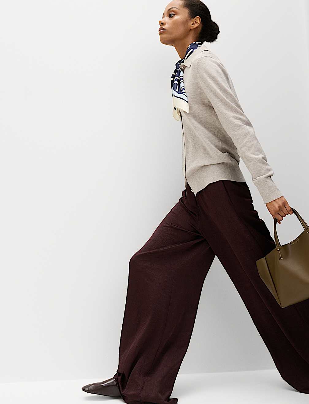 Satin Crinkle Palazzo Trousers