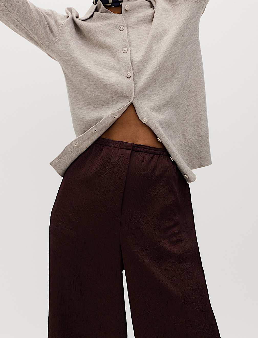Satin Crinkle Palazzo Trousers