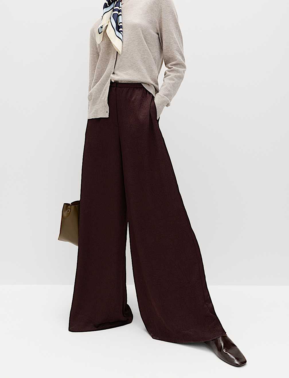 Satin Crinkle Palazzo Trousers