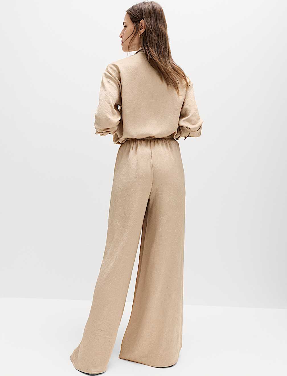 Satin Crinkle Palazzo Trousers