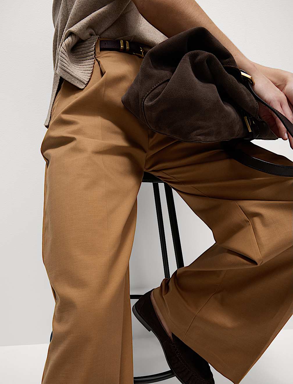Cotton Rich Wide Leg Trousers