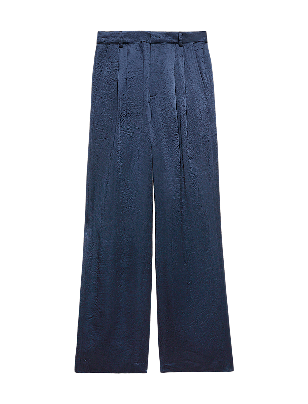 Satin Pleated Straight Leg Trousers