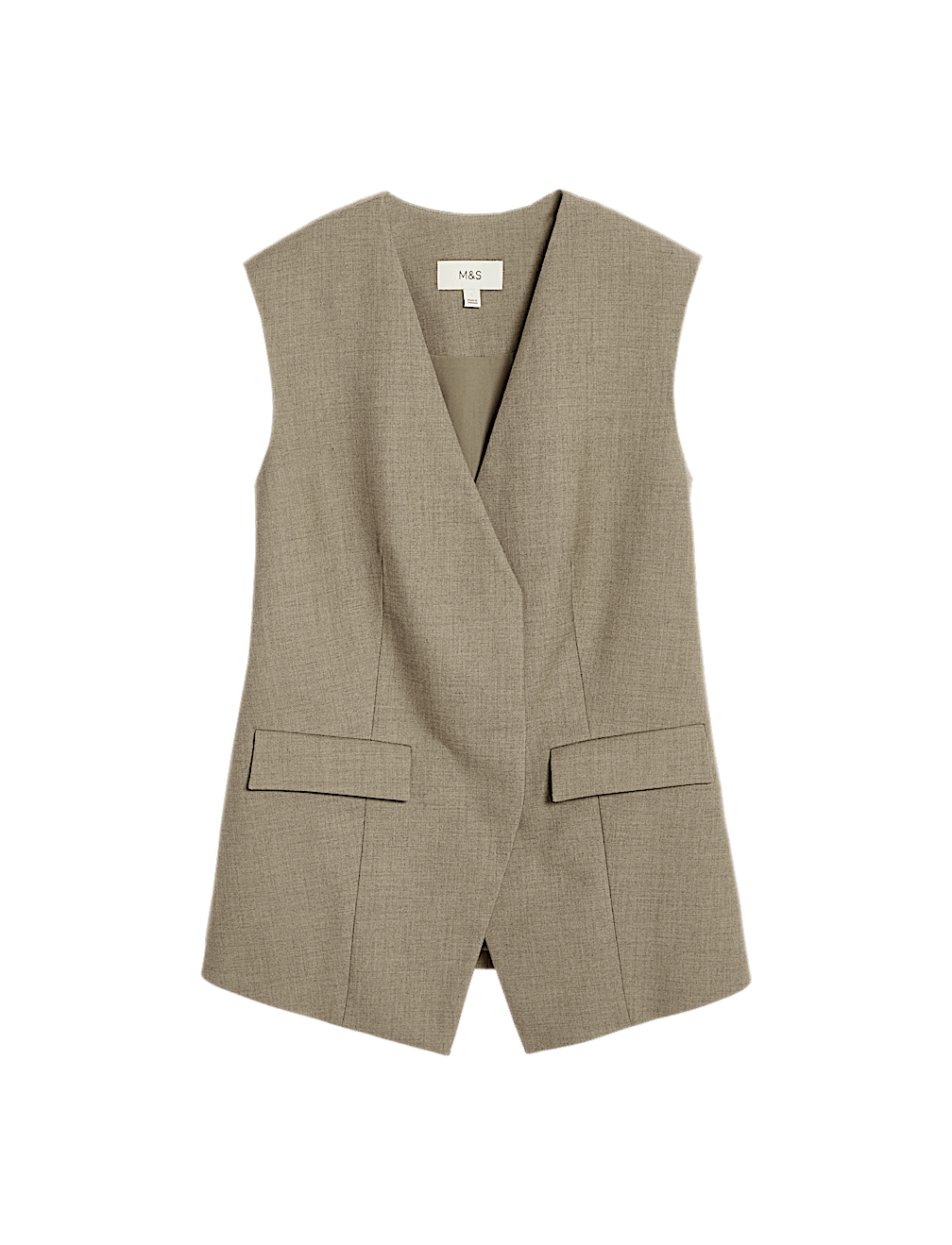 V-Neck Button Through Longline Waistcoat