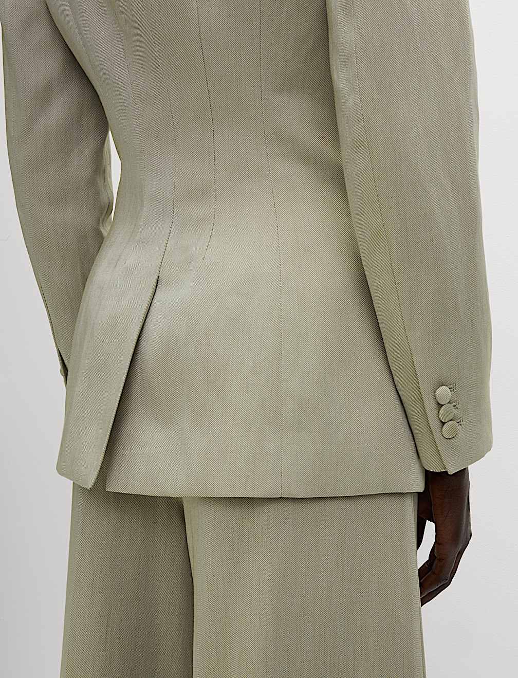 Linen Blend Single Breasted Cinched Waist Longline Blazer