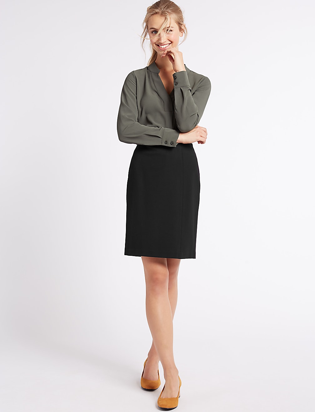 Jersey Straight Mini Skirt